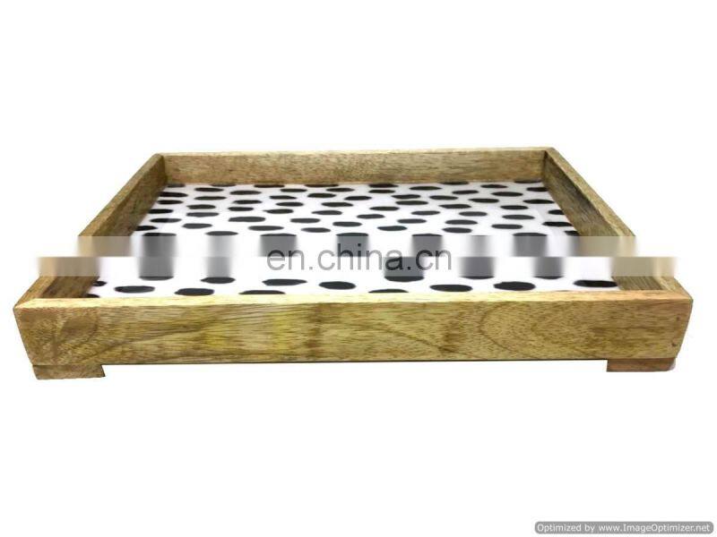 oval enamel wooden tray