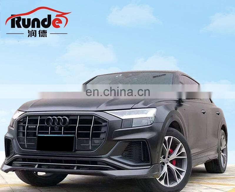 Runde Car Modification For 2021 Audi Q8 upgraded Carbon Fiber Sports Style Body Kit Front Lip Rear Lip Side Skirt Tail Spoiler