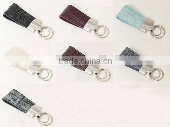 2016 new crocodile skin leather key rings keychains accessories for decoration