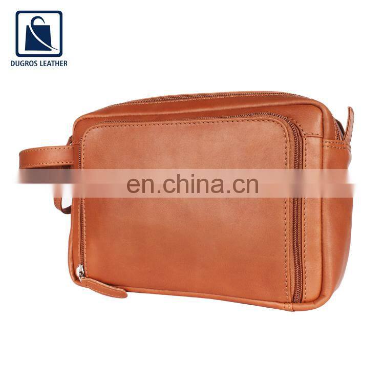 Zipper Closure Type Fashion Style Modern Design Unisex Genuine Leather Toiletry Bag at Wholesale Price