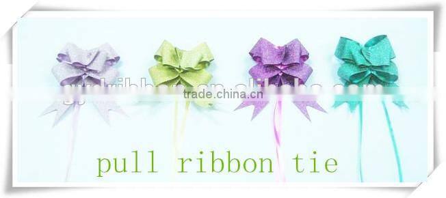 China Wholesale Hongkong Pull Bow in Gift Packing Decorative/ White Plain Poly Hongkong Pom Pom Pull Ribbon Bow