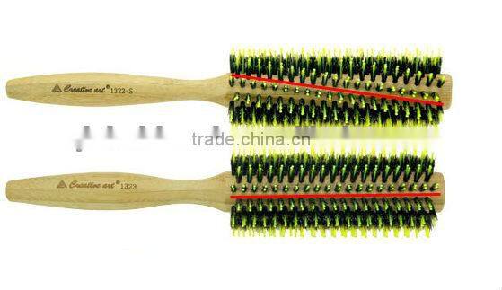 high quality nature bamboo rotating hair brush