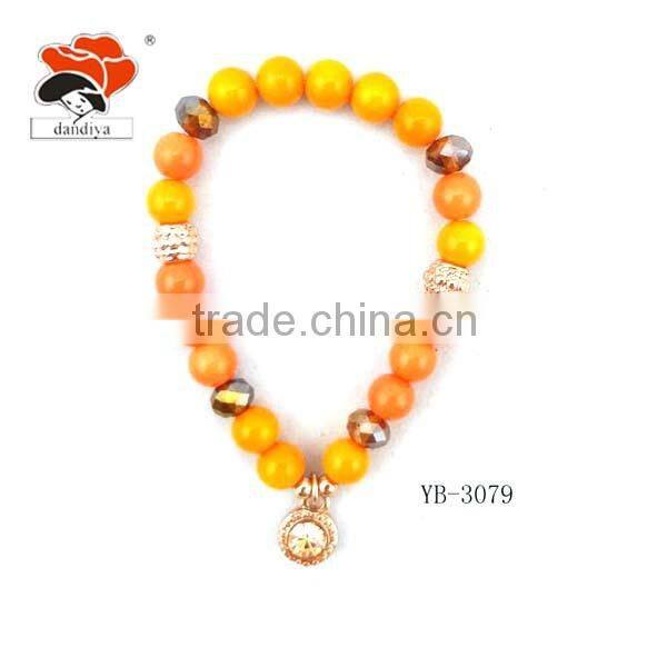 Fashion 2016 Handmake Copper Popular Exotic Black White Bead Gold Flower Bracelet Jewelry