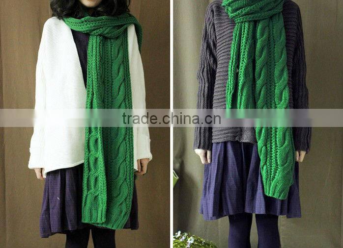 Women Twist Knitted Long Acrylic Crochet Scarf
