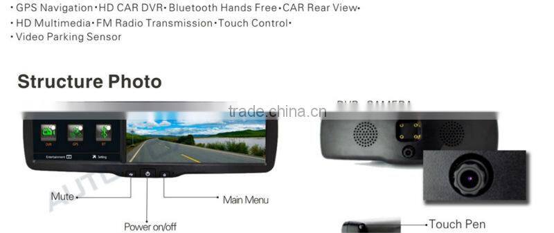 4.3" inch tft car lcd rear view rearview mirror camera with bluetooth