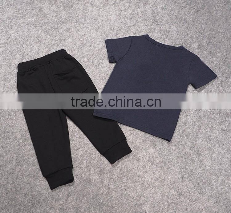 2016 Factory new fashion child clothes for summer casual baby boy clothing set wholesale 2 pieces kids clothes (ulik-SC081)