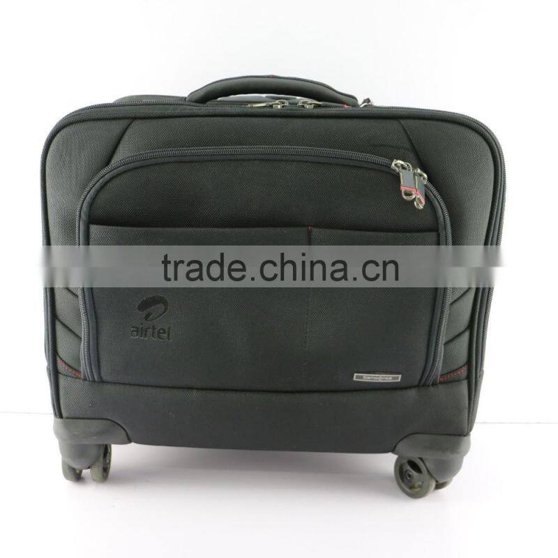 2016New designer trolly bag high quality black travel spinner upright closeout travel trolly luggage