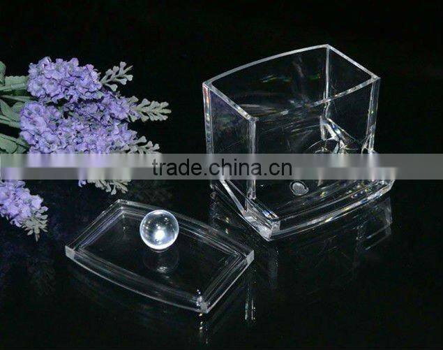 Crystal Clear Acrylic Cotton Swab Storage Box with lid