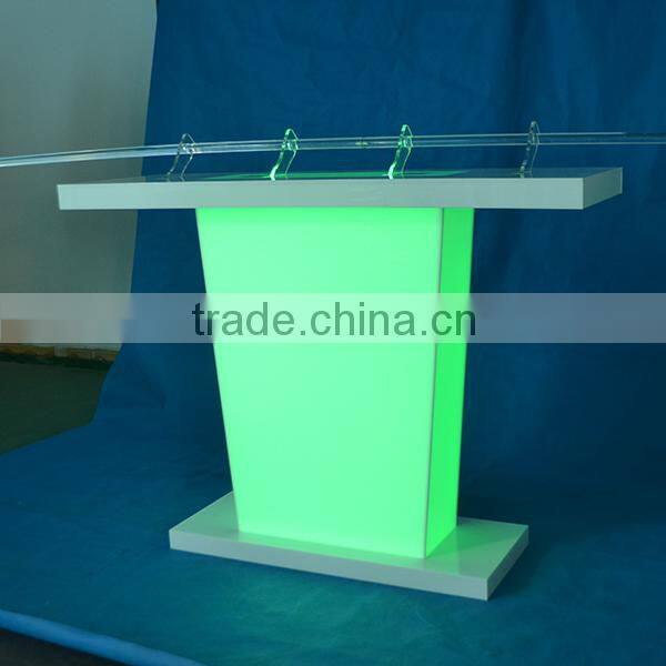 2015 new acrylic table lectern with different color light, high quality podium