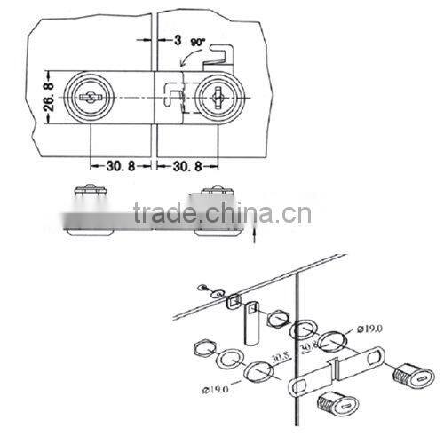 Cabinet swinging glass door lock