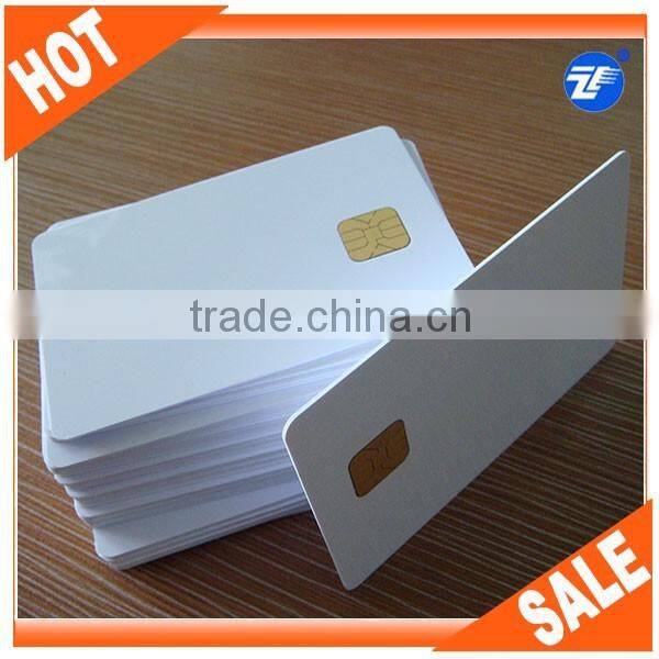 Blank white plastic card with smart ic chip