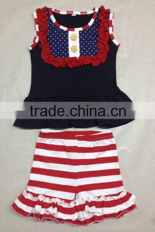 Miss123 Apparel Factory Direct patriotic outfit Kids summer matching set shorts baby set for 4th of July