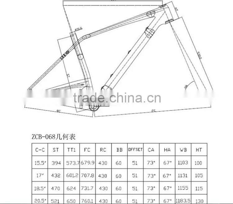 New model 27.5er*3" tyre carbon fiber MTB frame, 27.5+ carbon mountain frame