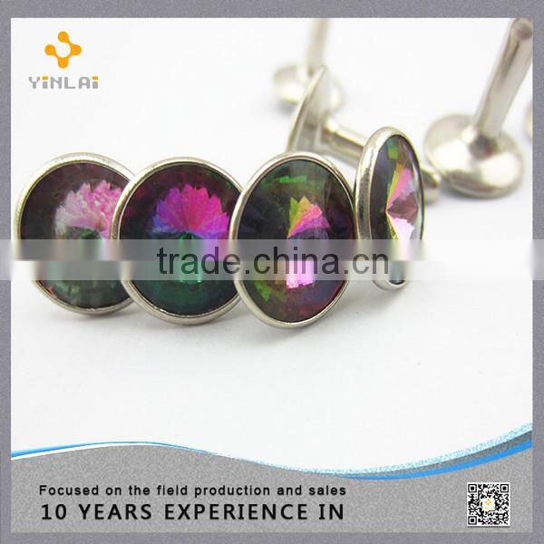 Decorative metal rhinestone rivet for garment