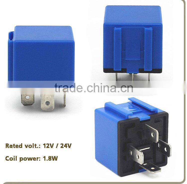 Blue color non water-proof automotive alarm relay 12V 24V 40A relay