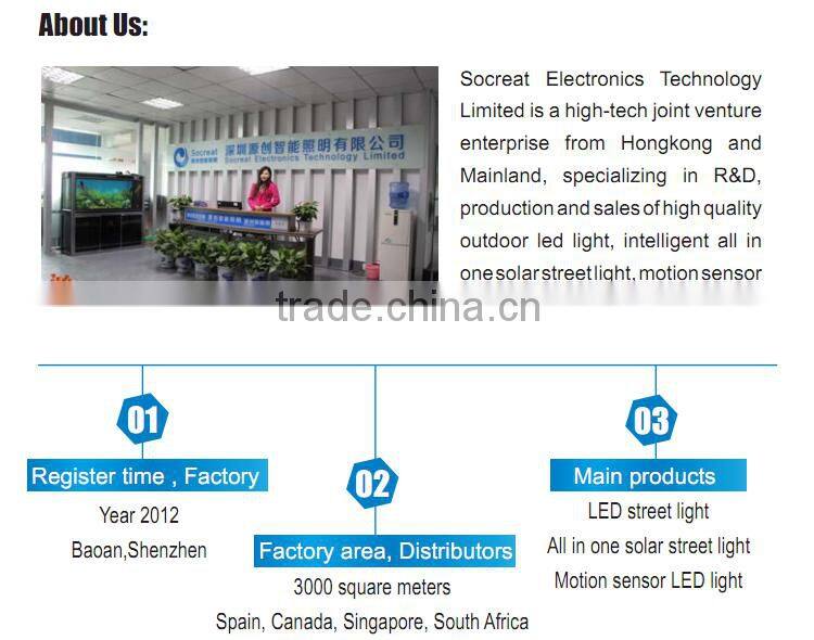 30W Light Time and Motion Sensor Controlled All in One Solar Street Light with 65W Solar Panel