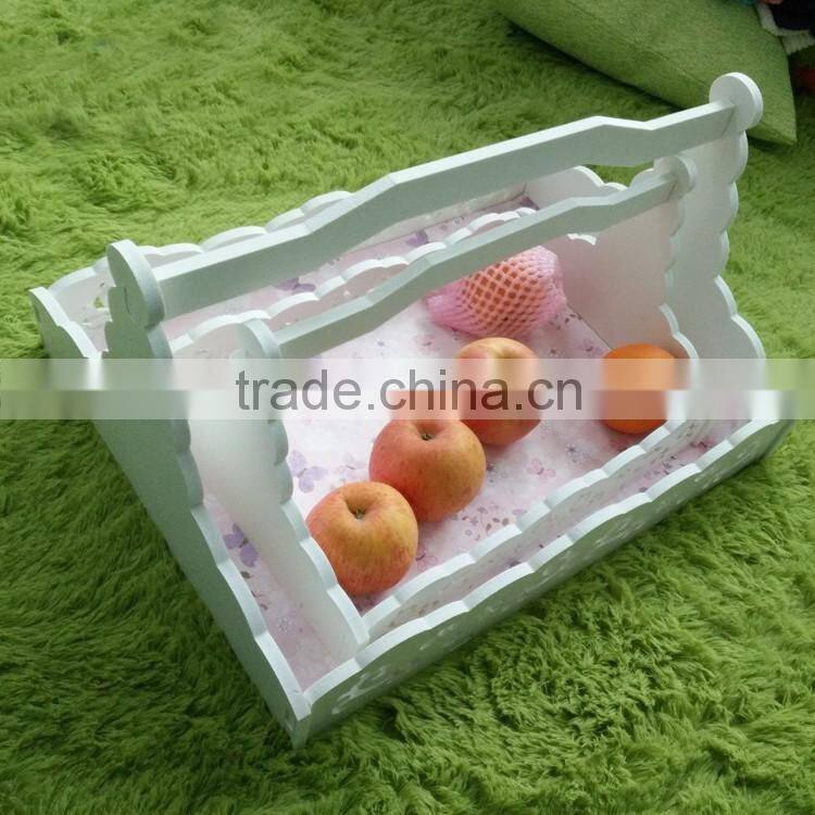 decorative hanging storage basket wood carved picnic gift basket