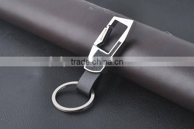 Rectangular leather men business key chain