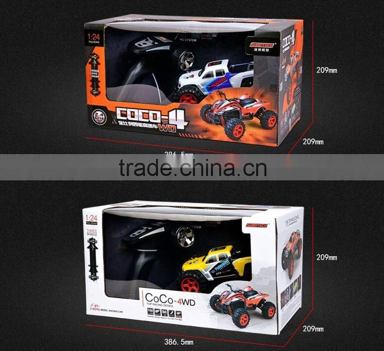 High speed rc toys 2.4G 4WD short truck rc car 1:24 buggy with 550 brush motor and 40km/h speed