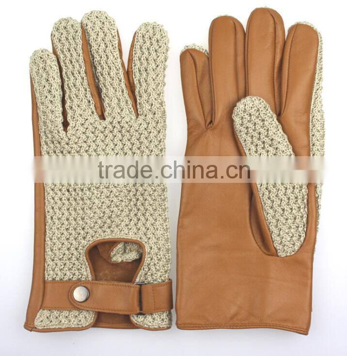 Hot New Products For 2016 Knitted Back ladies fashion Leather Glove