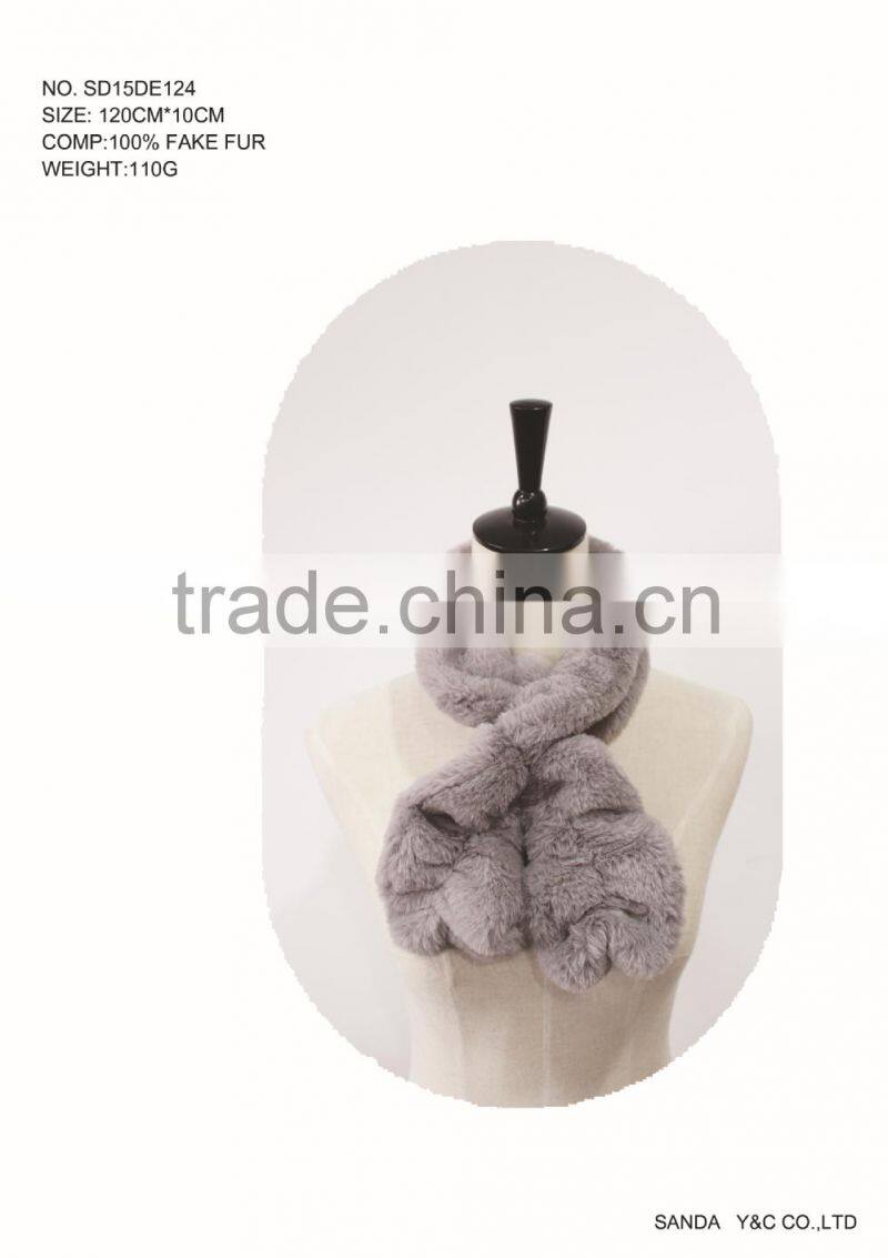 New design fashion women fake fur scarf/shawl