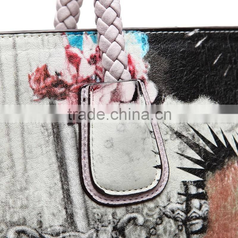 Latest design ladies custom printed tote handbag from dongguan factory