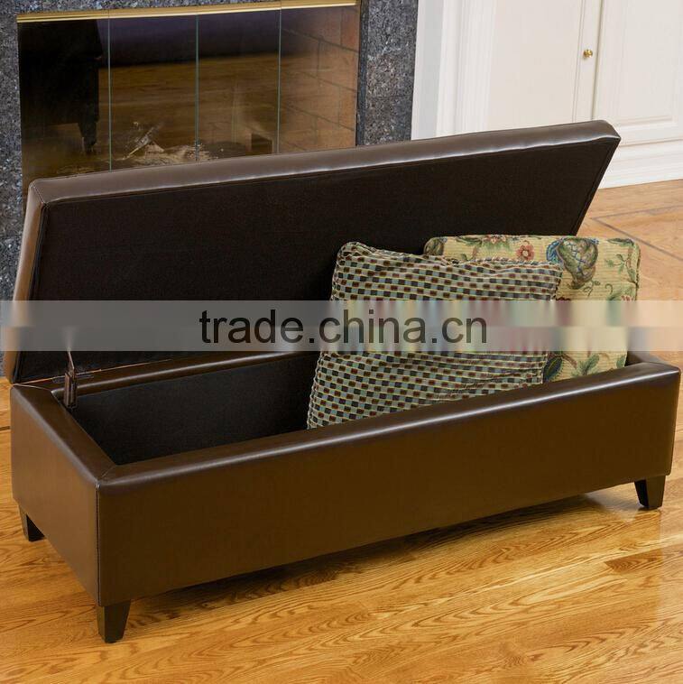 Decorative bonded leather storage long bench OT -779