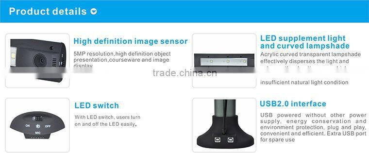 Auto focus 5MP 2592*1944 resolution 30fps visualizer A4 shooting size
