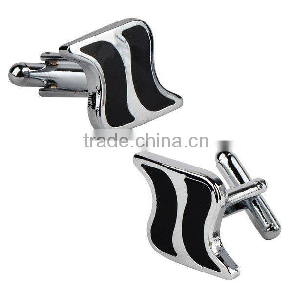 Wholesale Cufflinks Black/ Silver Waviness Cufflinks Custom Logo Cufflinks