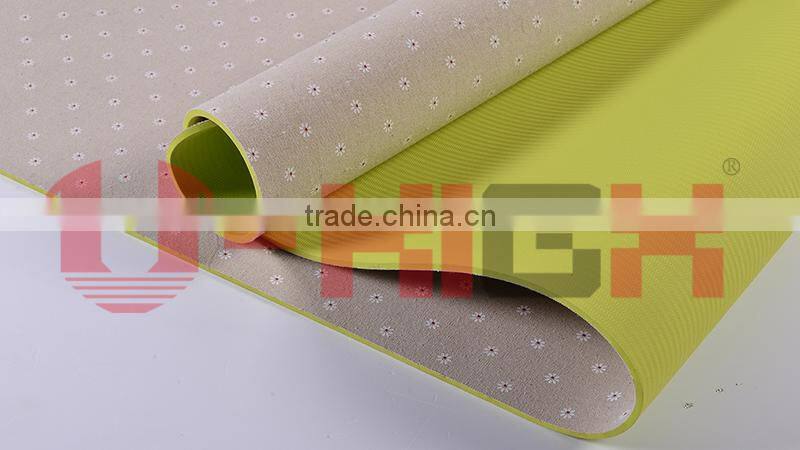 rubber yoga mat 016 TPE Flower Emb. Linen Yoga Mat