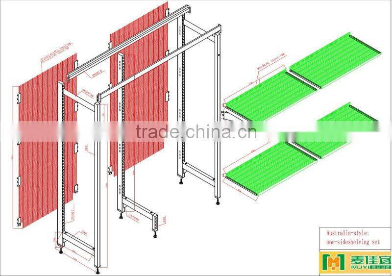 Latest Fashion Australia-style supermarket Steel Wire Shelving, Steel Mesh Gondola Shelving