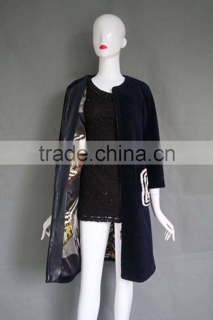 Morden Fashion Lamb Shearing Fur overcoat Winter Warm Women Fur Coat With Pattern Design