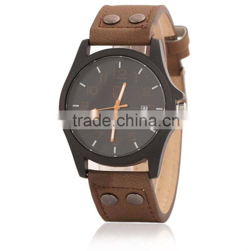 branded SOKI Brown Military Army Date Watch Mens Leather Band Wristwatch fashion china supplier