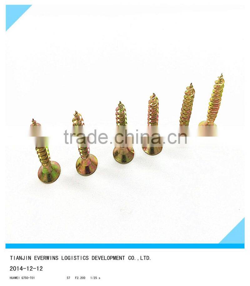Yellow Zinc Galvanized screws Pozidriv head Fine thread Drywall screws