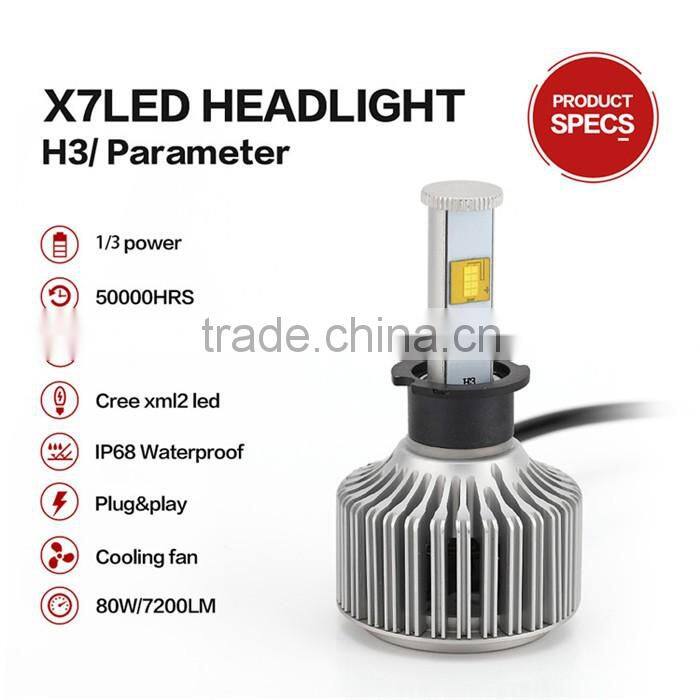 High-grade Waterproof X7 LED Car Headlight H3 40W 4800LM with High Quality