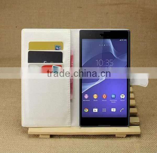Book Flip PU Leather Case For Sony xperia T3,Stand cover for Sony Xperia T3