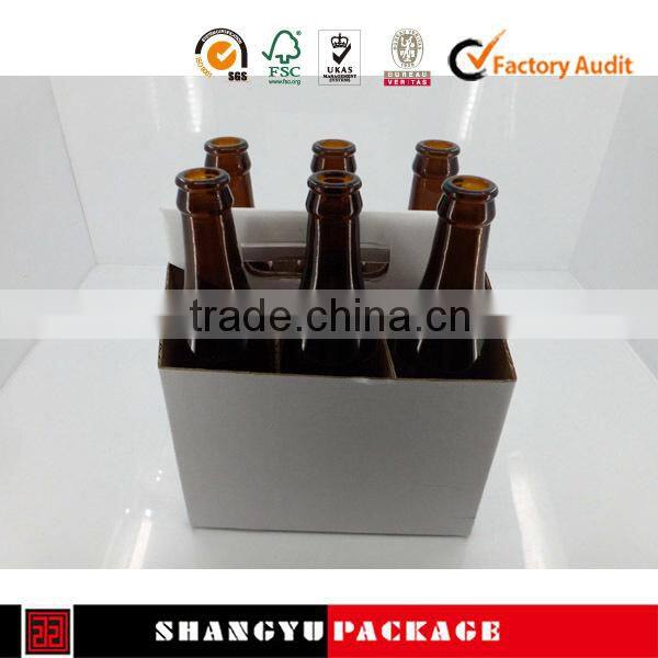 Factory wholesales custom logo 6 bottle wine cardboard bottle carrier