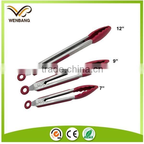 High quality silicone stainless steel food tongs