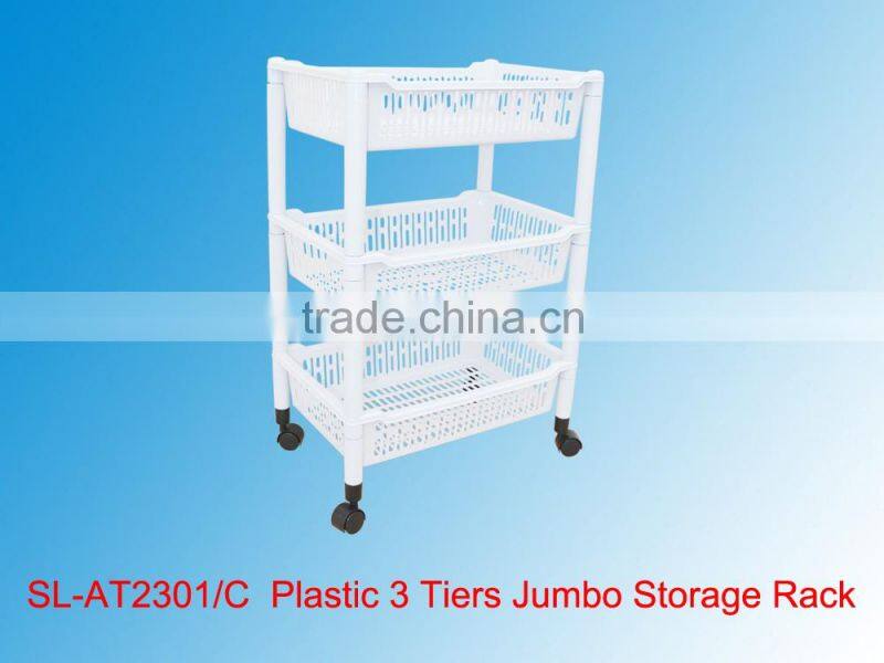 AT2301 Plastic 3 Tiers Trolley In Black