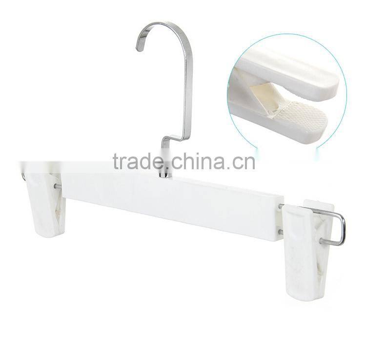Square Hook White Plastic Skirt/Pant Hanger with Adjustable Clips