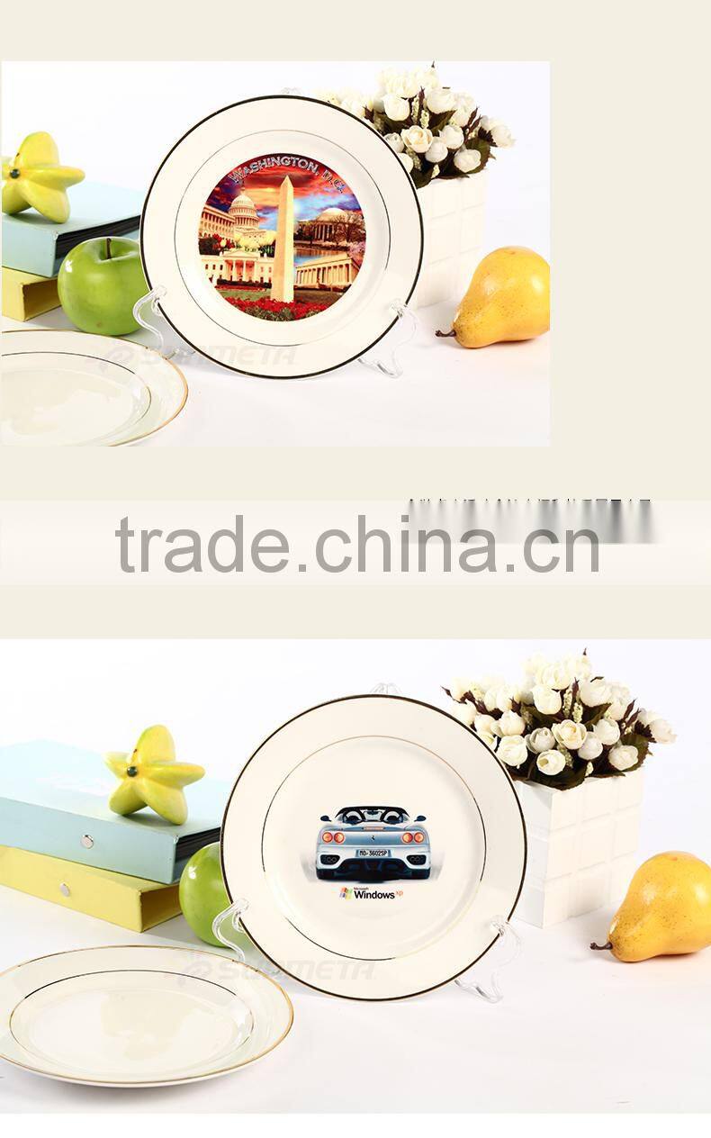 Sunmeta high quality 10"golden rim plate, heat transfer plate