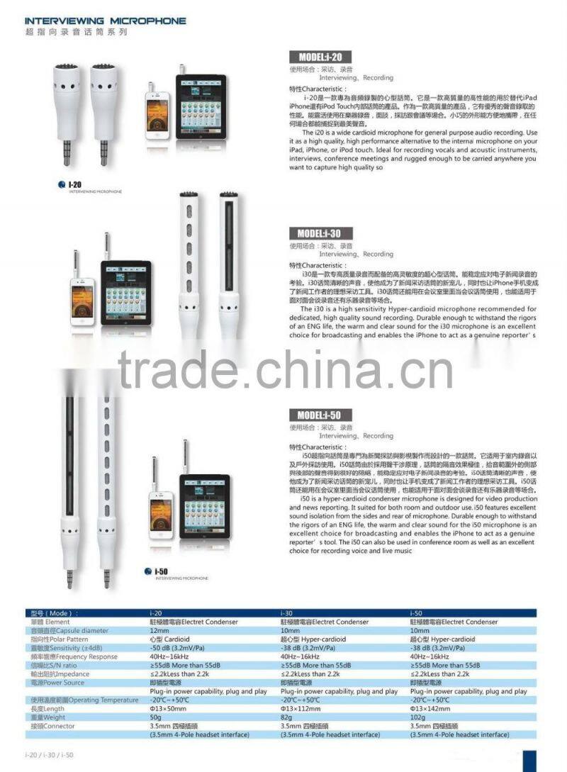 Interview microphone for interview mobile used on tablet high sensitivity