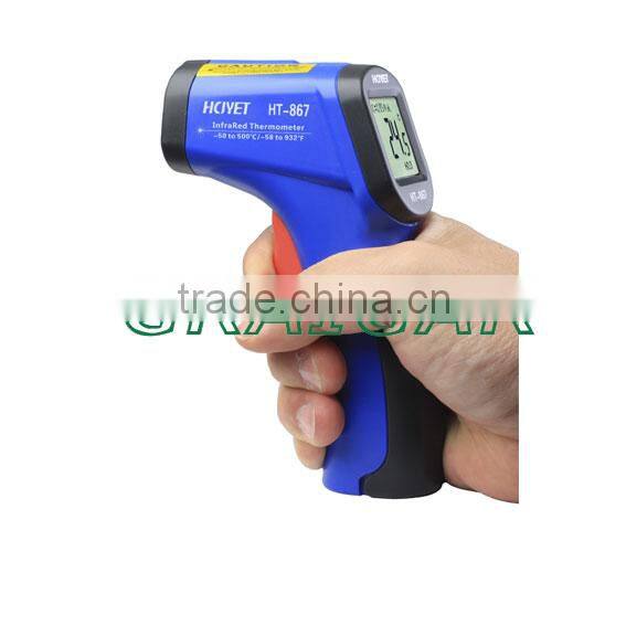 Infrared thermometer HT-867 (-50-500 centigrade) hand-held with LCD DISPLAY temperature meter laser thermometer