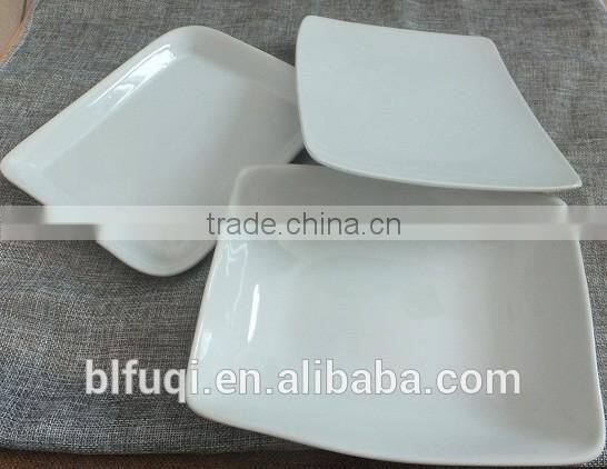 9''cheap bulk white Rectangle porcelain soup plate Hotel used ceramic dinner plate & dish stock FQR16014