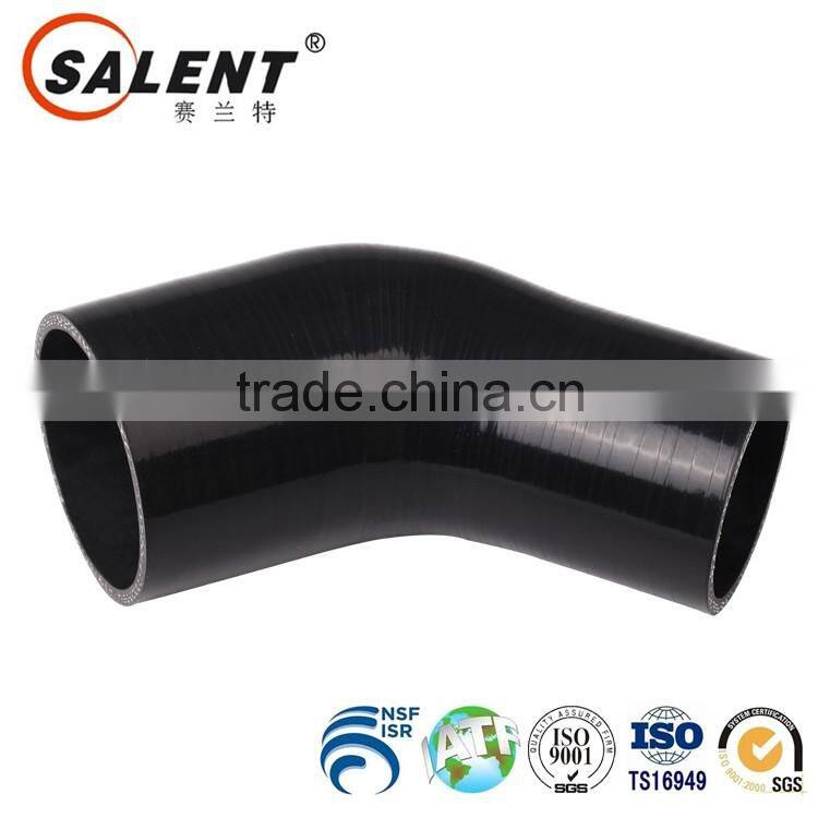 high grade 70mm to 51mm black flexible 45 degree silicone reducer elbow hose silicone rubber hose