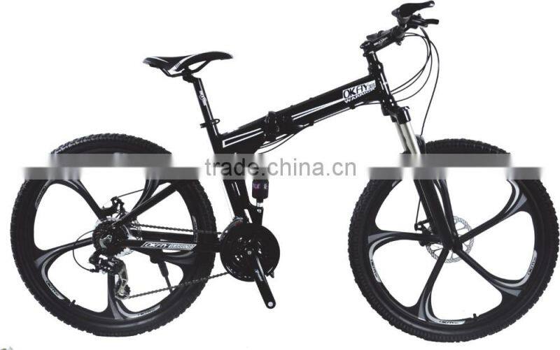 26 inch Alloy 5 spokes integrated Wheels 21 speed folding mountain bike