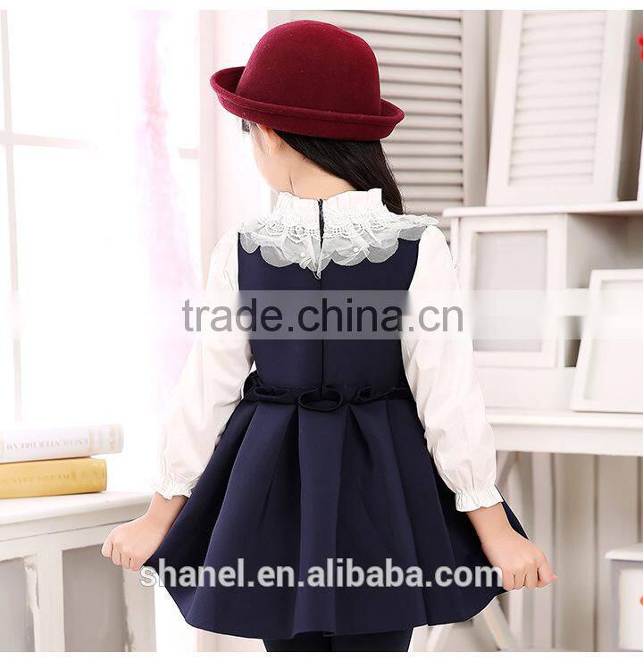 hot sale girls cotton lace collar dress 2015 new ruffle princess dress