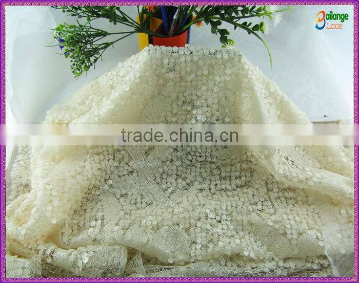 2015 New custom sequin embroidery satin fabric wholesale