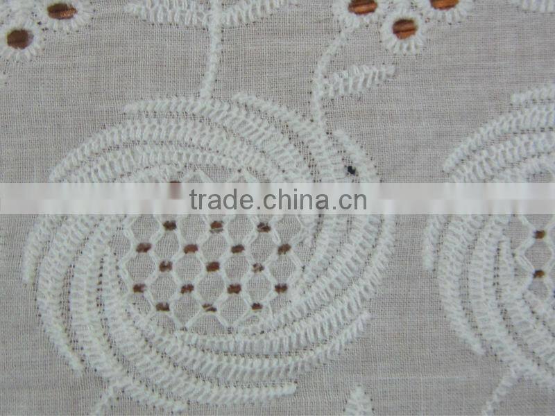 ES3040 hot sale white cotton embroidery fabric for women garment