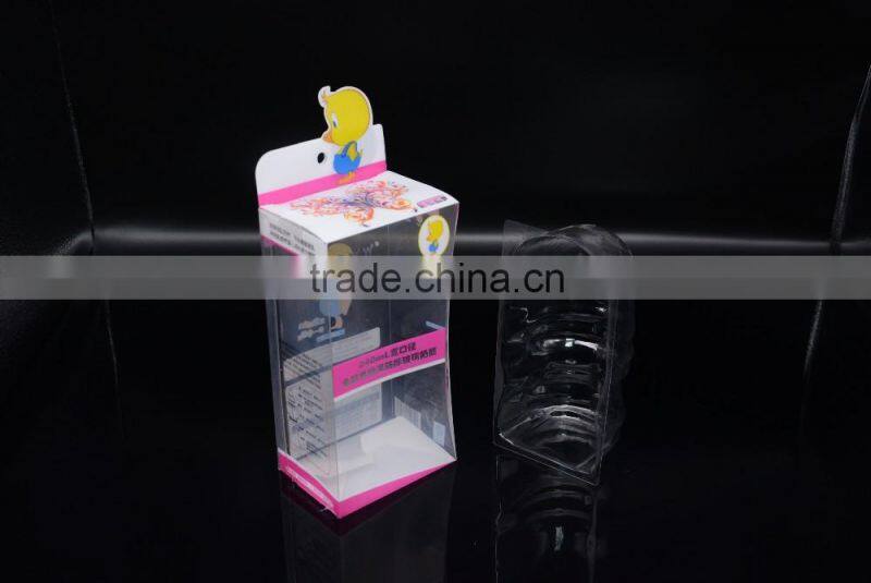 customized printed plastic folding storage packaging box with insert and clear window for sweet bottle